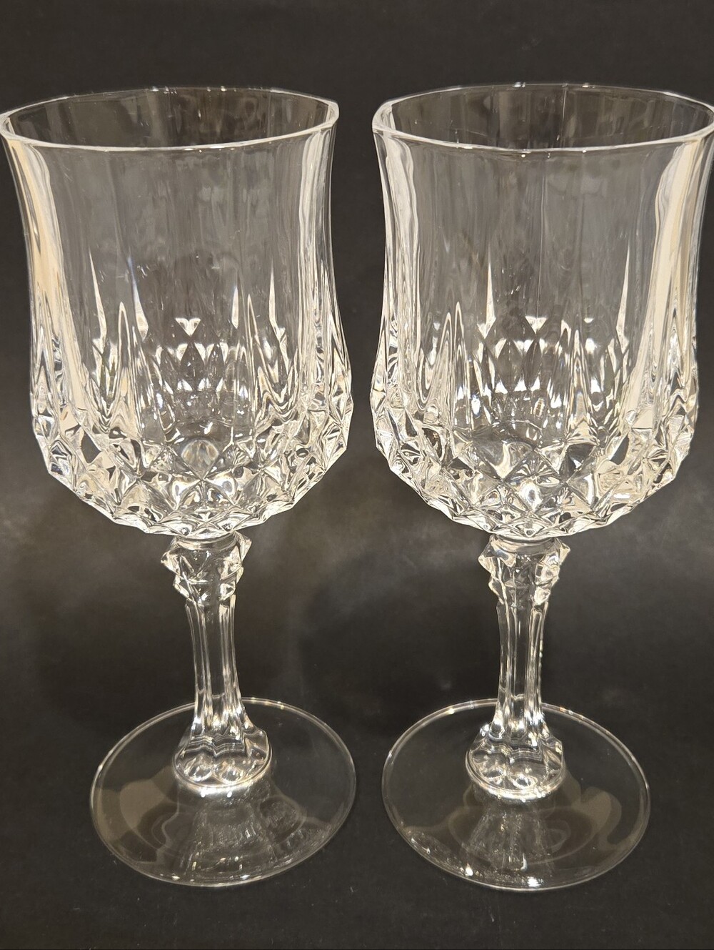 Cristal D' Arques Longchamp Clear Cut Crystal Wine Glasses - Set of 2